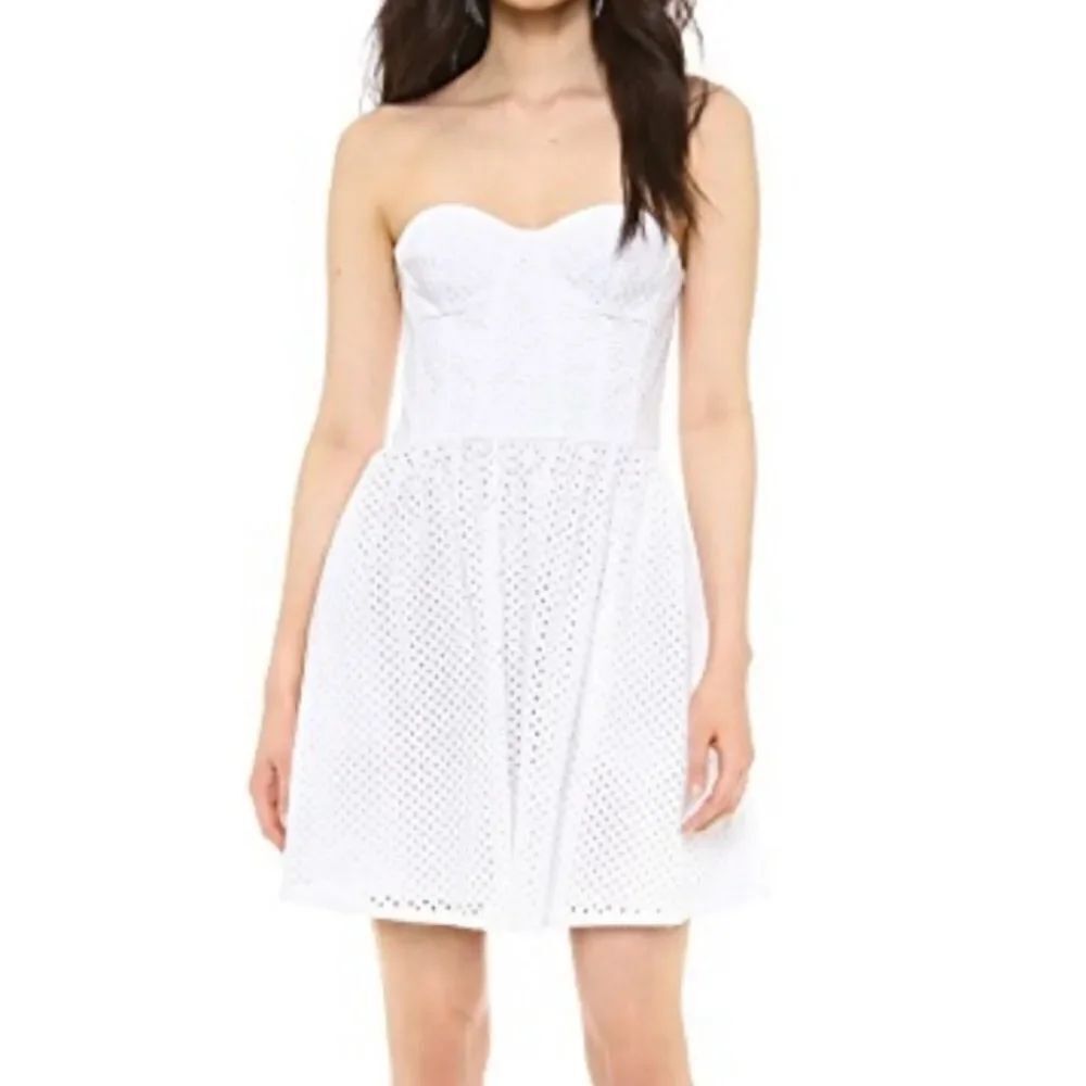 Juicy couture punched eyelet Strapless mini white cottage core dress size 6